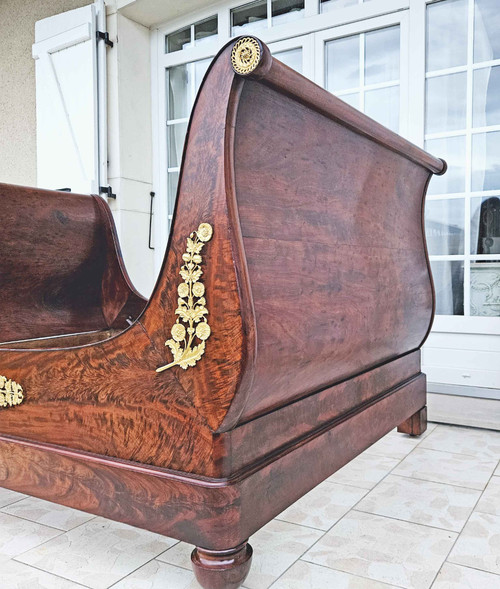 Othon Kolping (1775-1853) Empire Bed In Mahogany And Gilt Bronze