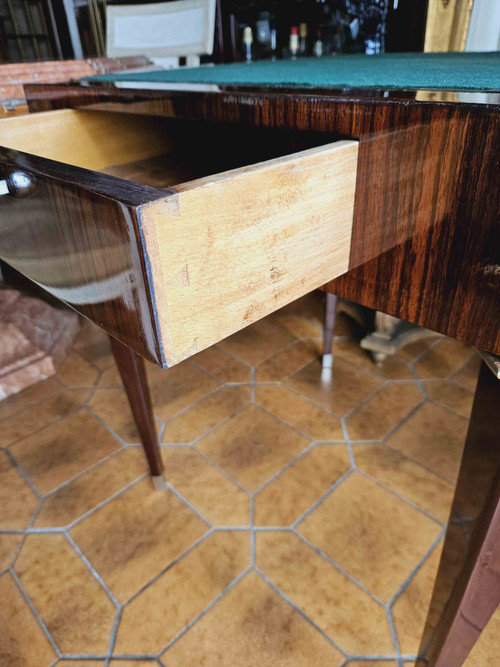 Art Deco Period Rosewood and Nickel-plated Bronze Games Table