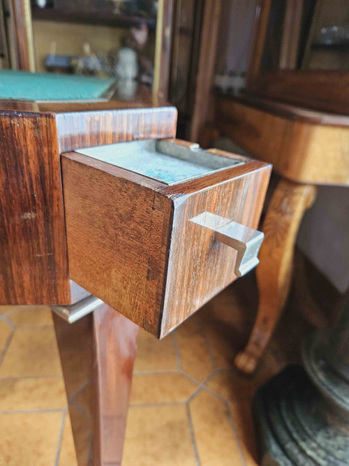 Art Deco Period Rosewood and Nickel-plated Bronze Games Table