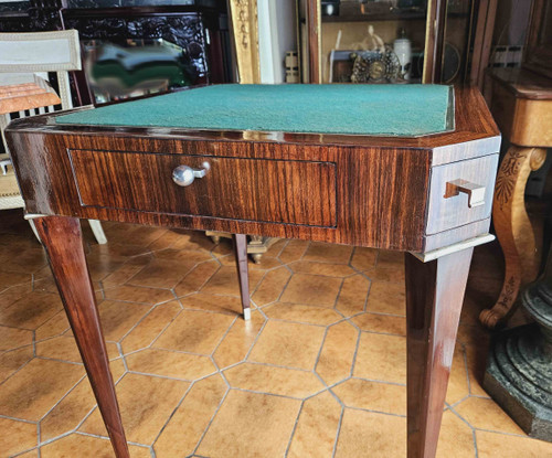 Art Deco Period Rosewood and Nickel-plated Bronze Games Table