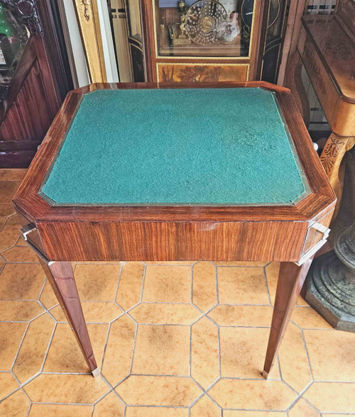 Art Deco Period Rosewood and Nickel-plated Bronze Games Table