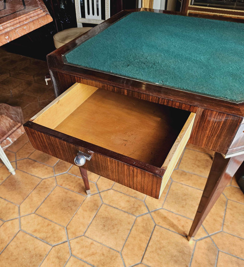 Art Deco Period Rosewood and Nickel-plated Bronze Games Table