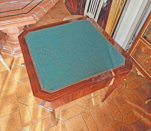 Art Deco Period Rosewood and Nickel-plated Bronze Games Table