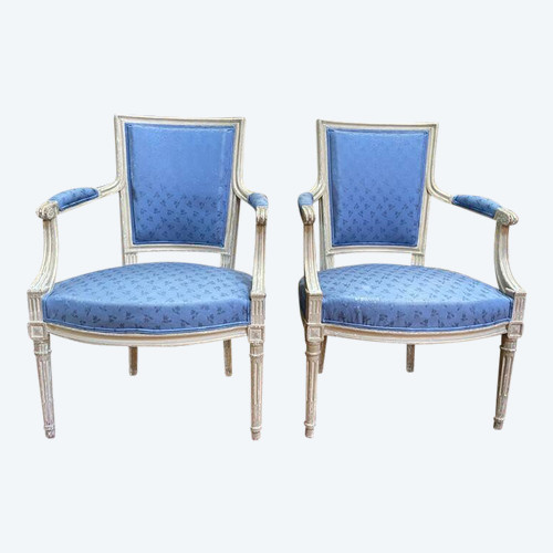 Pair of Louis XVI style cabriolet armchairs