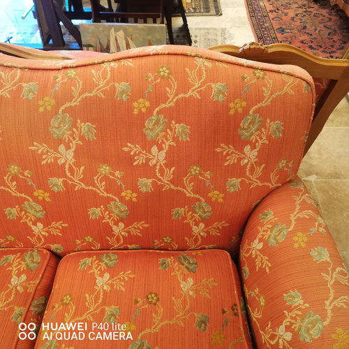 Louis XV blond cherrywood armchair and bergère bench seat, early 20th century