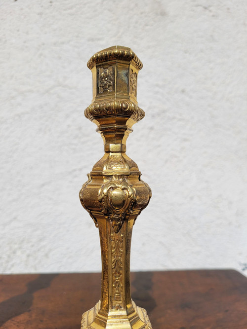 Pair Of Gilt Bronze Mercury Candlesticks, 19th Century