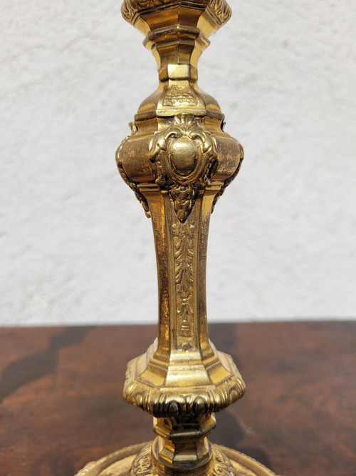 Pair Of Gilt Bronze Mercury Candlesticks, 19th Century