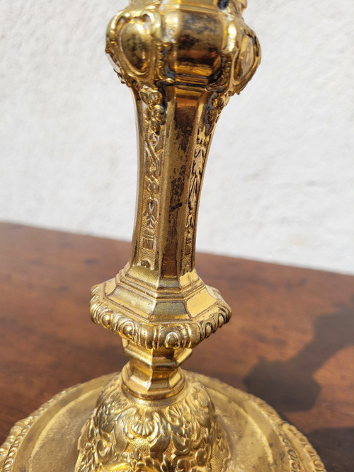 Pair Of Gilt Bronze Mercury Candlesticks, 19th Century