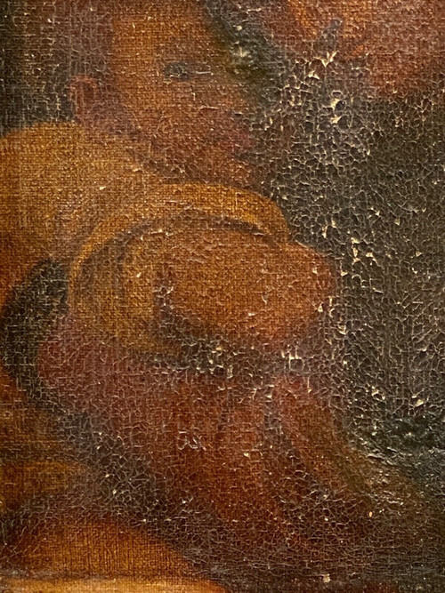 Oil on canvas Virgin and Child with red signature early 18th century