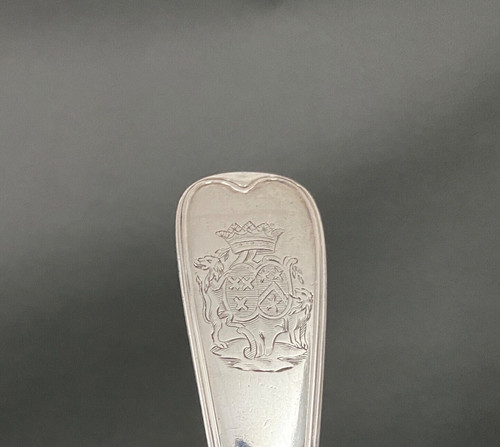 Solid silver olive spoon Fermiers généraux hallmarks