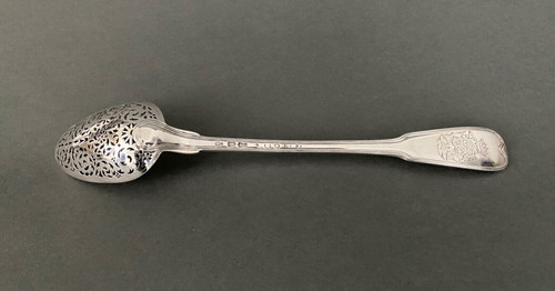 Solid silver olive spoon Fermiers généraux hallmarks