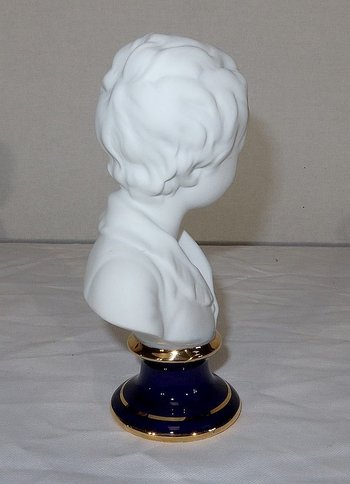  Piccolo busto di Alexandre Brongniart in biscotto di Limoges, da J.A. Houdon - metà XX secolo