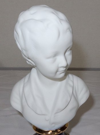  Piccolo busto di Alexandre Brongniart in biscotto di Limoges, da J.A. Houdon - metà XX secolo