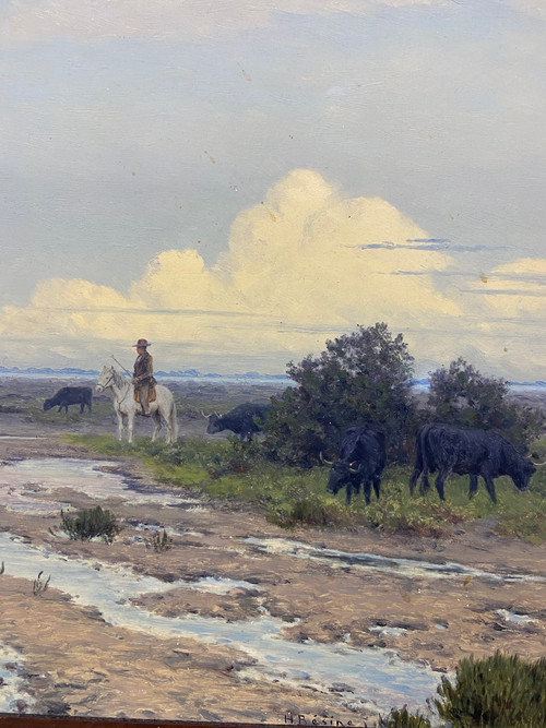 Henri Bésiné "Bulls in the Camargue