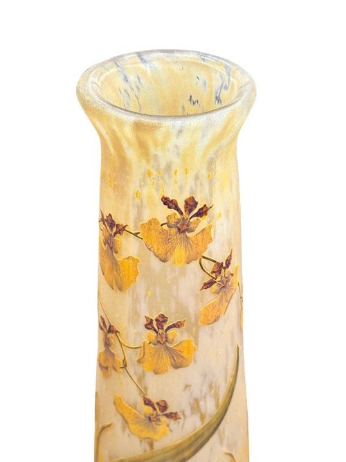 Daum Nancy Large Art Nouveau "Orchids and ears of wheat" Vase