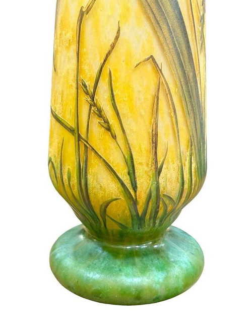 Daum Nancy Large Art Nouveau "Orchids and ears of wheat" Vase