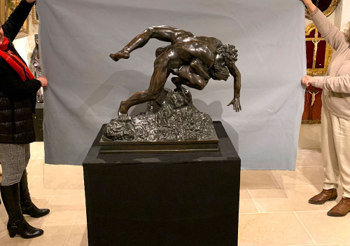 Grand Bronze XIX ème, 80cm, Jef Lambeaux, Musée G. COURBET, Les lutteurs 