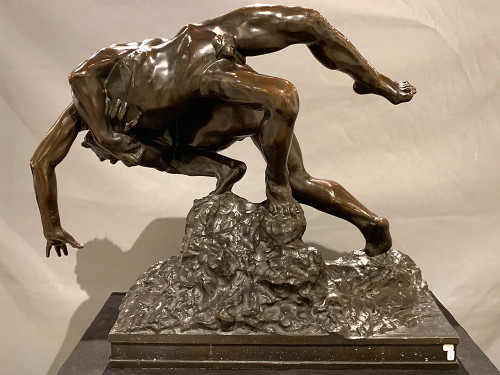 Grand Bronze XIX ème, 80cm, Jef Lambeaux, Musée G. COURBET, Les lutteurs 