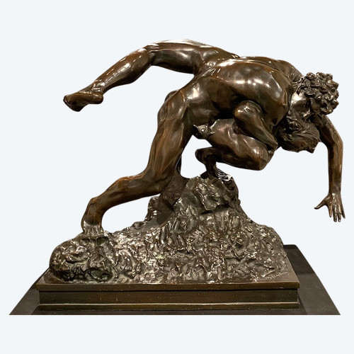 Grand Bronze XIX ème, 80cm, Jef Lambeaux, Musée G. COURBET, Les lutteurs 