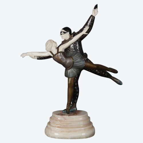 Alexandre KELETY 1874/1940, Chryséléphantine 48 cm, Art Déco, die Tänzer