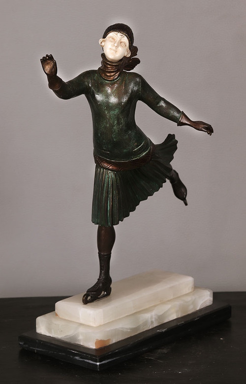 CHIPARUS (1886-1947), 36 cm, Chryséléphantine, signed, Patineuse