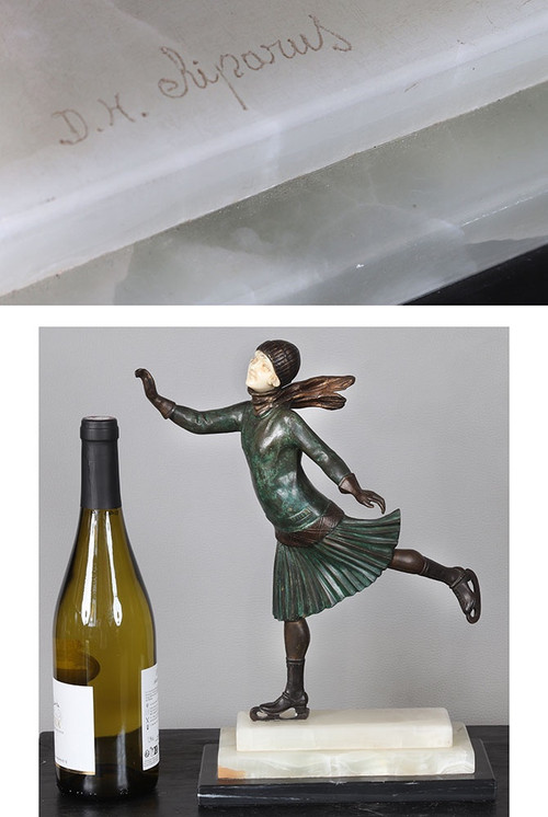 CHIPARUS (1886-1947), 36 cm, Chryséléphantine, signed, Patineuse