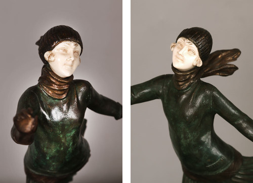 CHIPARUS (1886-1947), 36 cm, Chryséléphantine, signed, Patineuse