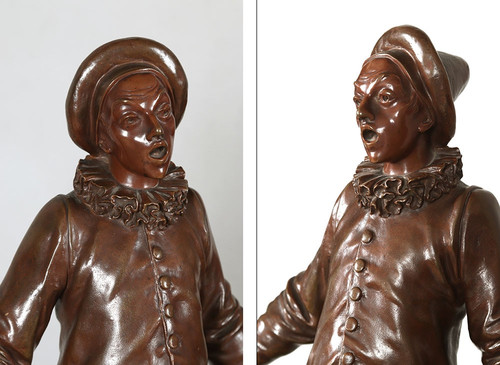 Adrien GAUDEZ 1845/1902, Bronze 55 cm, Pierrot, 19th century