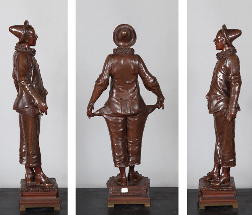 Adrien GAUDEZ 1845/1902, Bronze 55 cm, Pierrot, 19th century