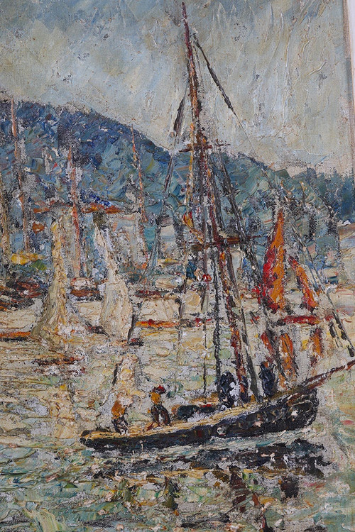 Fernand LAVAL 1886 /1966, 105 cm, Marine, circa 1950