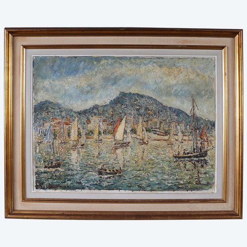 Fernand LAVAL 1886 /1966, 105 cm, Marine, circa 1950