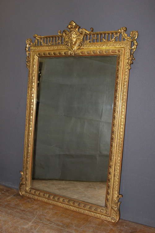 Napoleon III period mirror in 19th century gilded stucco