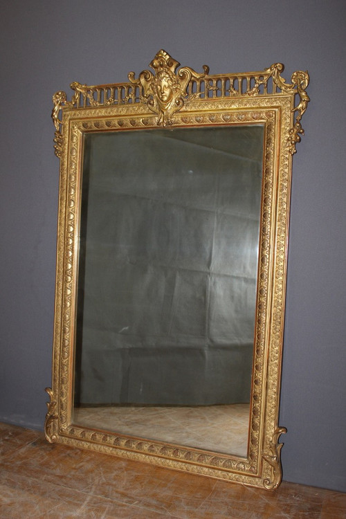 Napoleon III period mirror in 19th century gilded stucco