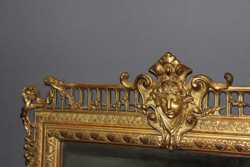 Napoleon III period mirror in 19th century gilded stucco