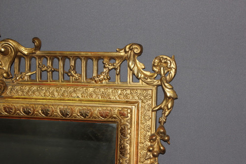 Napoleon III period mirror in 19th century gilded stucco