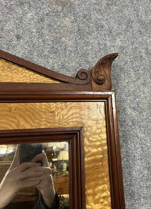 Napoleon III period stamped mirror in maple and mahogany circa 1880 / h 218 CM