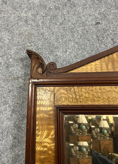 Napoleon III period stamped mirror in maple and mahogany circa 1880 / h 218 CM