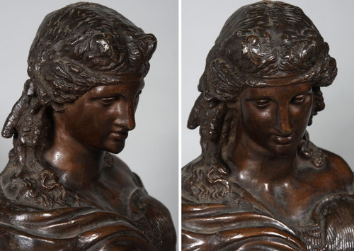 Bronze du XIX ème siècle, buste de d’Ariane, femme de Dionysos