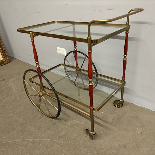 Bar / food trolley 50s Cesare Lacca brass and red. All original. Size 80 x 45. h 71