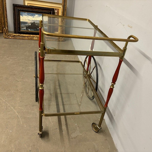 Bar / food trolley 50s Cesare Lacca brass and red. All original. Size 80 x 45. h 71