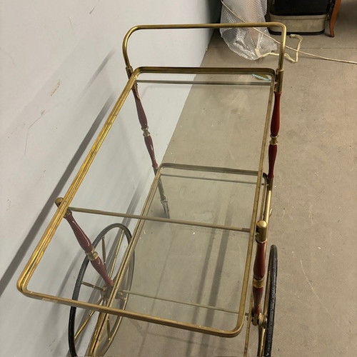 Bar / food trolley 50s Cesare Lacca brass and red. All original. Size 80 x 45. h 71