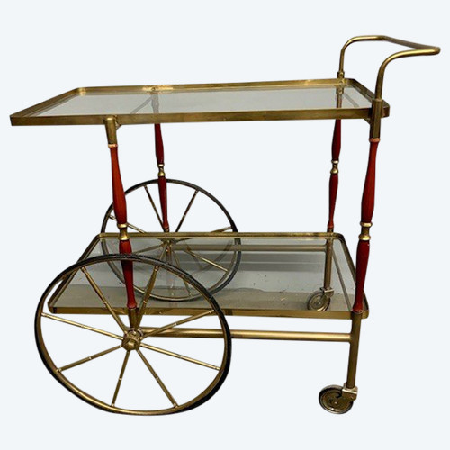 Bar / food trolley 50s Cesare Lacca brass and red. All original. Size 80 x 45. h 71