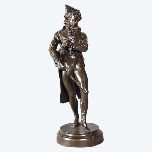 Bronze XIX ème, 62 cm, Jean Jules SALMSON 1823/1902, Le Violoniste sous l’Empire, Ecole Française