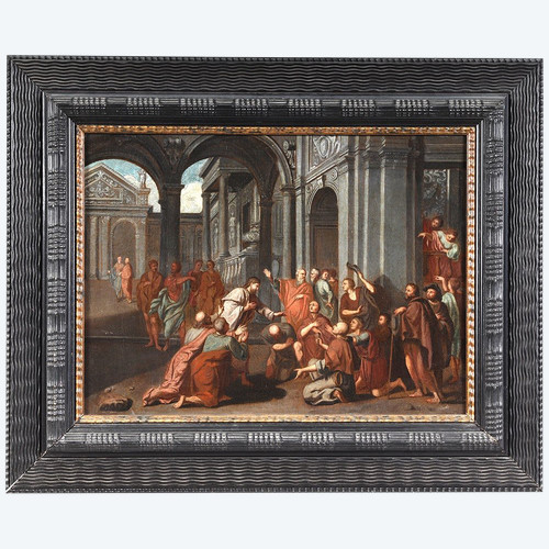 Italian school of the 17th century, Jesus blessing his faithful in the Temple