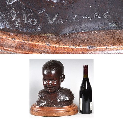 Bronze early 20th century, signed Vito VACCARO 1887/1960, Bust of a Baby