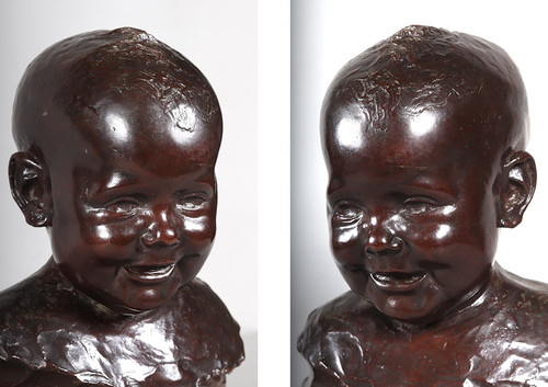 Bronze early 20th century, signed Vito VACCARO 1887/1960, Bust of a Baby