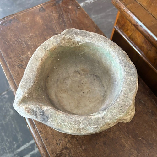 Antique 16th century marble pharmacy mortar. Size 22 x 22 h 14