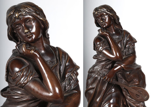 Bronzo del XIX secolo, di Adrien GAUDEZ 1845/1902, eroina "Mignon" dell'Opéra Comique