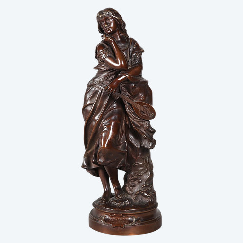 Bronzo del XIX secolo, di Adrien GAUDEZ 1845/1902, eroina "Mignon" dell'Opéra Comique