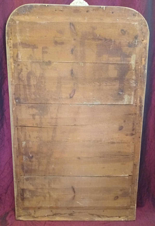 71 X 123 Cm Miroir Ancien étroit, Décors Fleurs, Glace Mercure